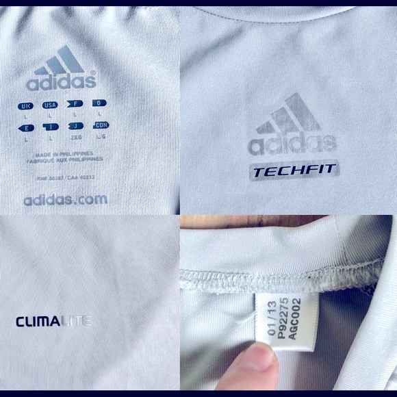 ADIDAS TechFit Powerweb ClimaLite Shirt Large Gray Half Sleeve Active Top Men’s - Picture 3 of 16